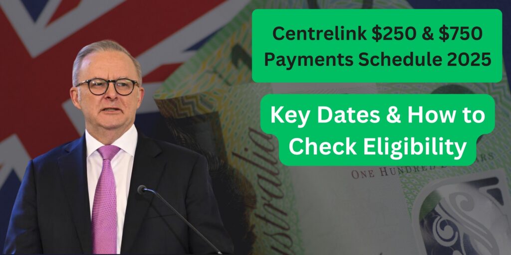 Current image: Centrelink $250 & $750 Payments Schedule